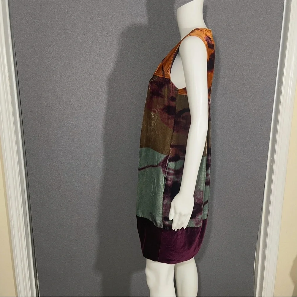 Etro Orange and Purple abstract Sleeveless velvet Mini Dress - Picture 10 of 12